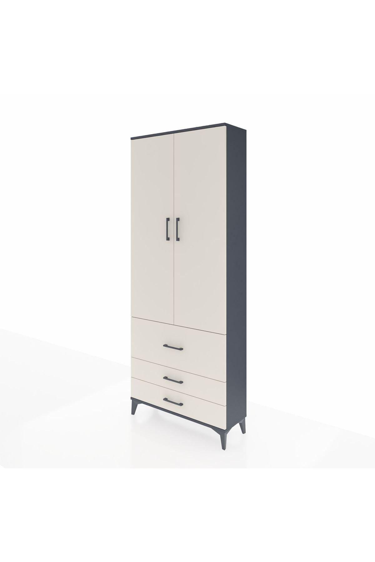 Arges Dolap 2 Raflı 3 Çekmeceli Tek Askılı 88x30x221 - S30M061V4A