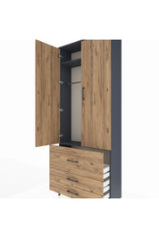 Arges Dolap 2 Raflı 3 Çekmeceli Tek Askılı 88x30x221 - S30M061V6A