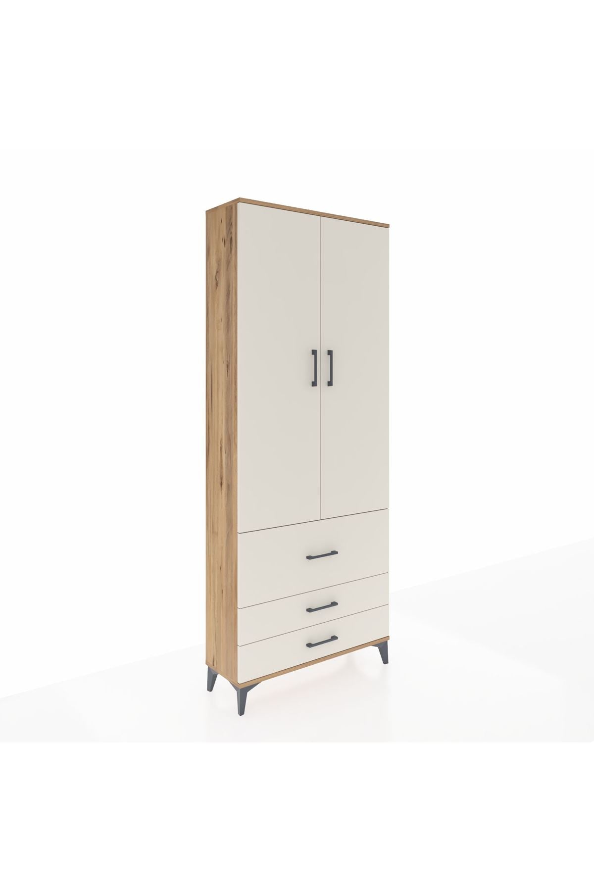 Arges Dolap 2 Raflı 3 Çekmeceli Tek Askılı 88x30x221 - S30M061V7A