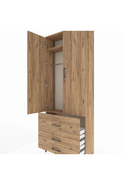 Arges Dolap 2 Raflı 3 Çekmeceli Tek Askılı 88x30x221 - S30M061V9A