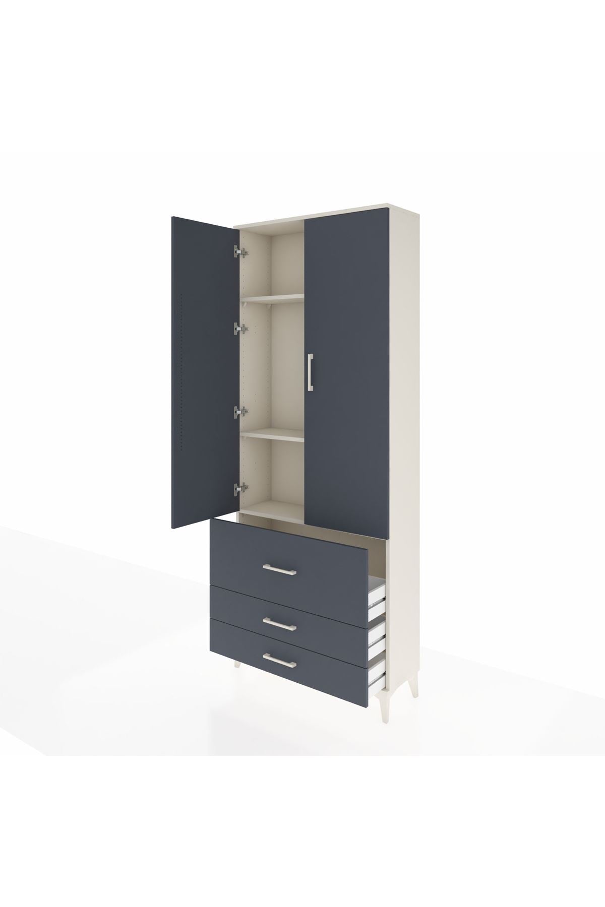 Arges Dolap 3 Raflı 3 Çekmeceli 2 Kapaklı 88x30x221 - S30M062V2A