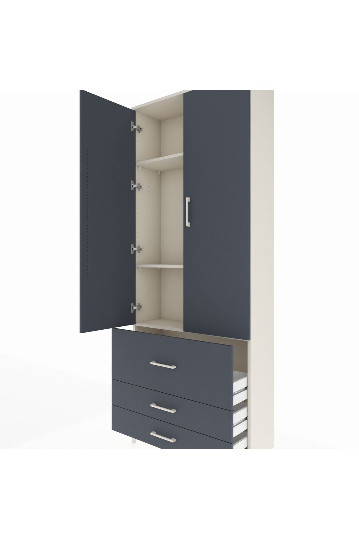 Arges Dolap 3 Raflı 3 Çekmeceli 2 Kapaklı 88x30x221 - S30M062V2A