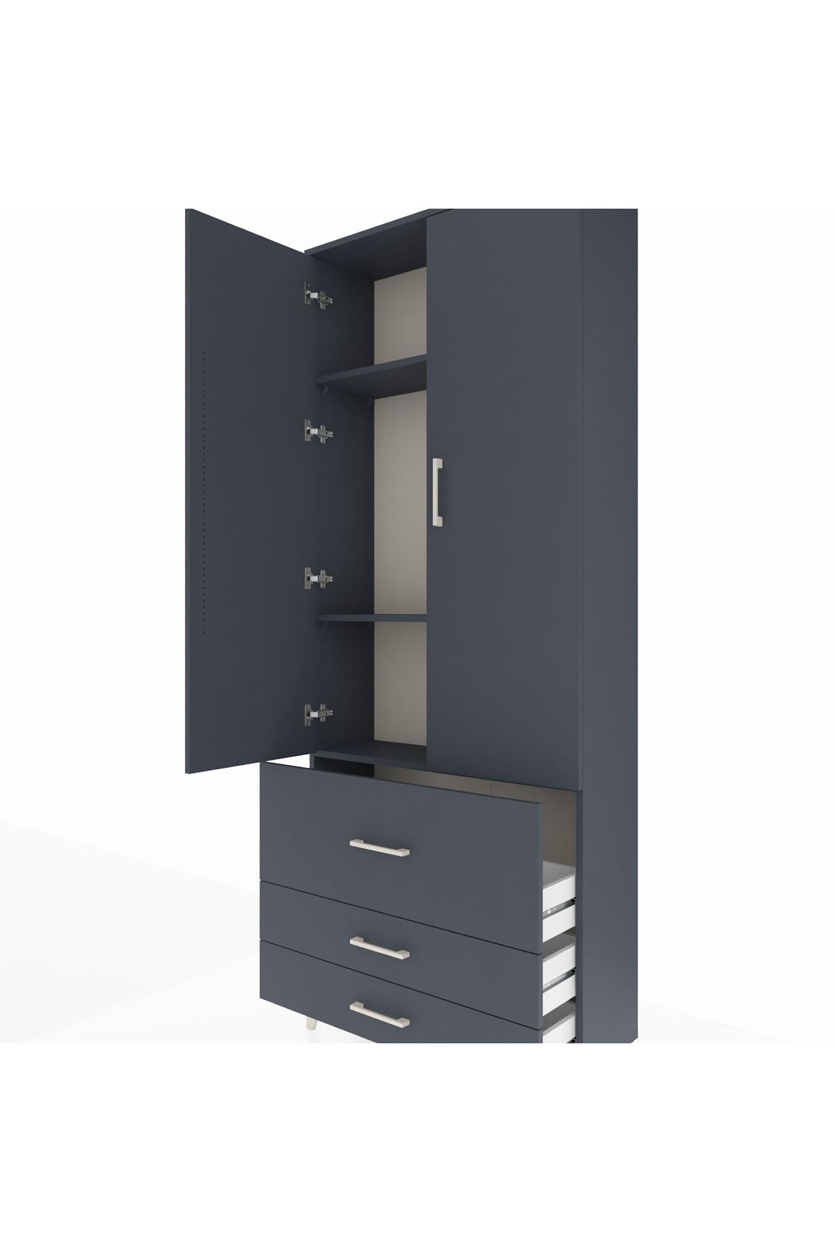 Arges Dolap 3 Raflı 3 Çekmeceli 2 Kapaklı 88x30x221 - S30M062V5A