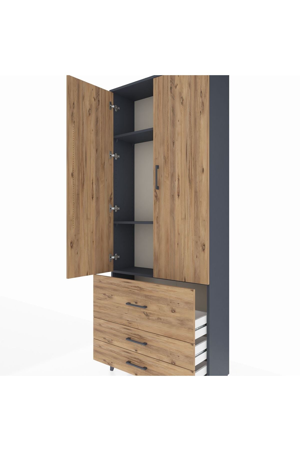 Arges Dolap 3 Raflı 3 Çekmeceli 2 Kapaklı 88x30x221 - S30M062V6A