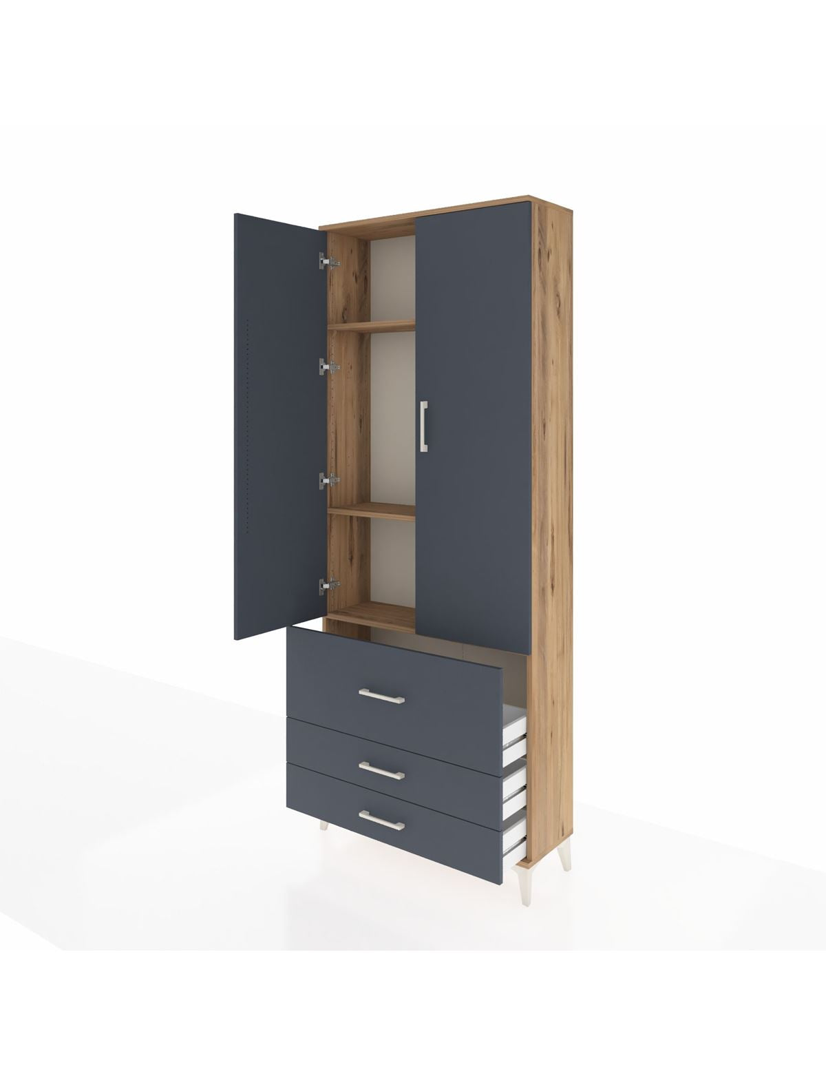Arges Dolap 3 Raflı 3 Çekmeceli 2 Kapaklı 88x30x221 - S30M062V8A