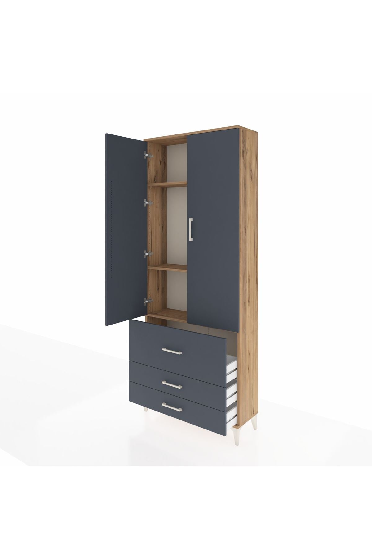 Arges Dolap 3 Raflı 3 Çekmeceli 2 Kapaklı 88x30x221 - S30M062V8A
