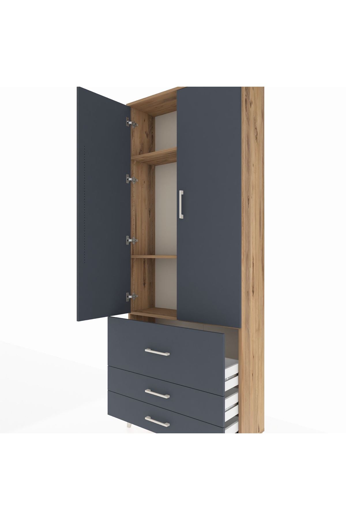 Arges Dolap 3 Raflı 3 Çekmeceli 2 Kapaklı 88x30x221 - S30M062V8A