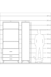 Arges Dolap 3 Raflı 3 Çekmeceli 88x30x221 - S30M063V4A