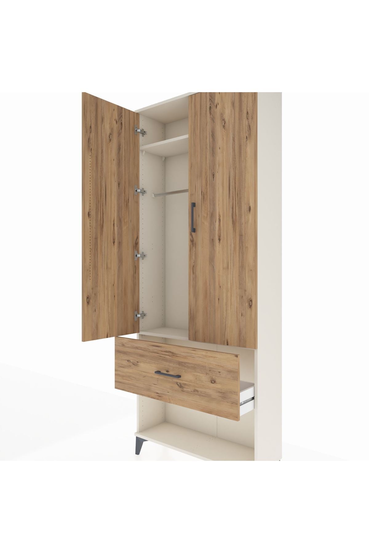 Arges Dolap 2 Raflı Tek Çekmeceli Tek Askılı 88x30x221 - S30M064V3A