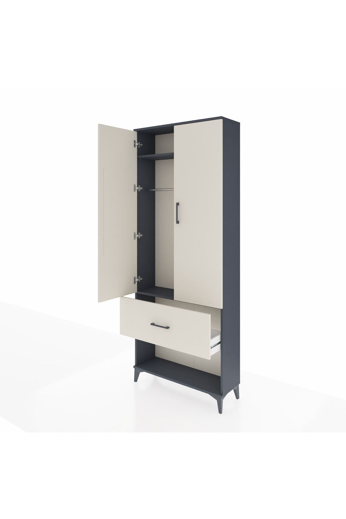 Arges Dolap 2 Raflı Tek Çekmeceli Tek Askılı 88x30x221 - S30M064V4A