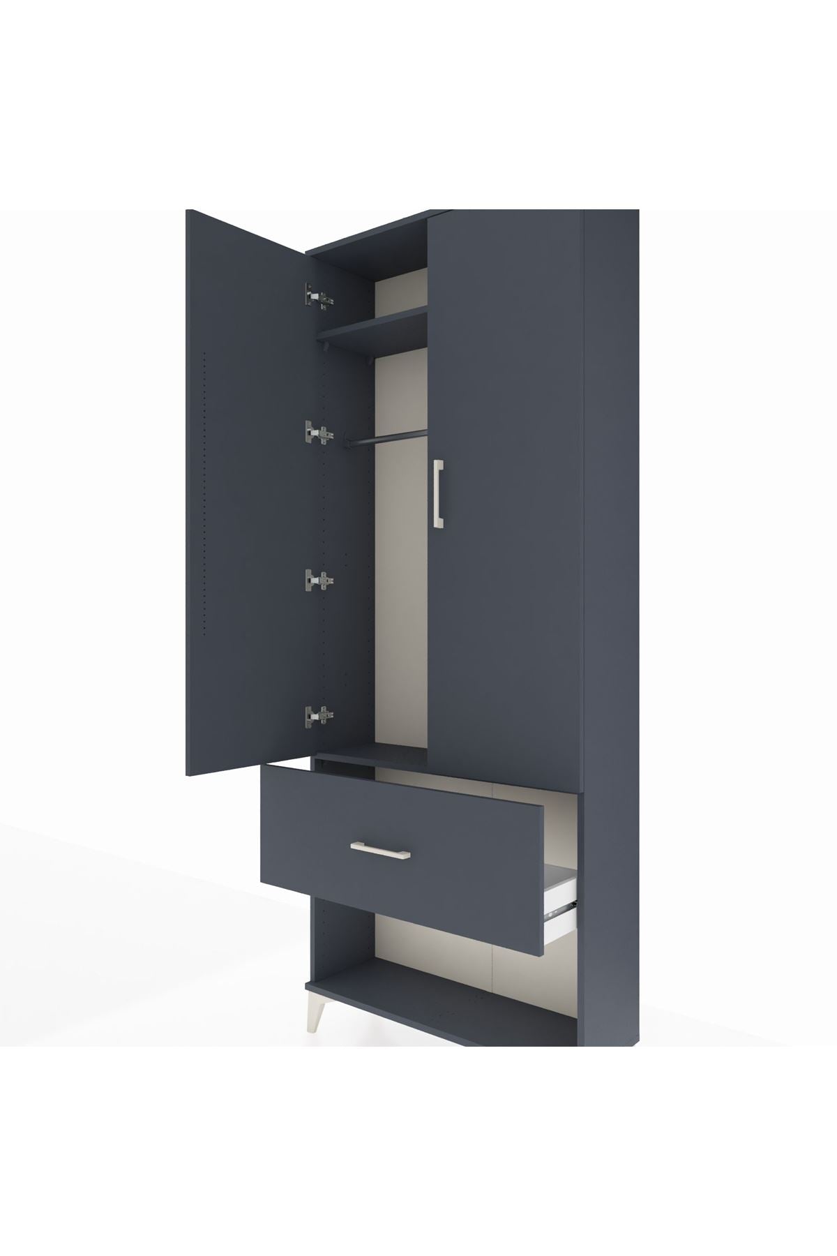 Arges Dolap 2 Raflı Tek Çekmeceli Tek Askılı 88x30x221 - S30M064V5A