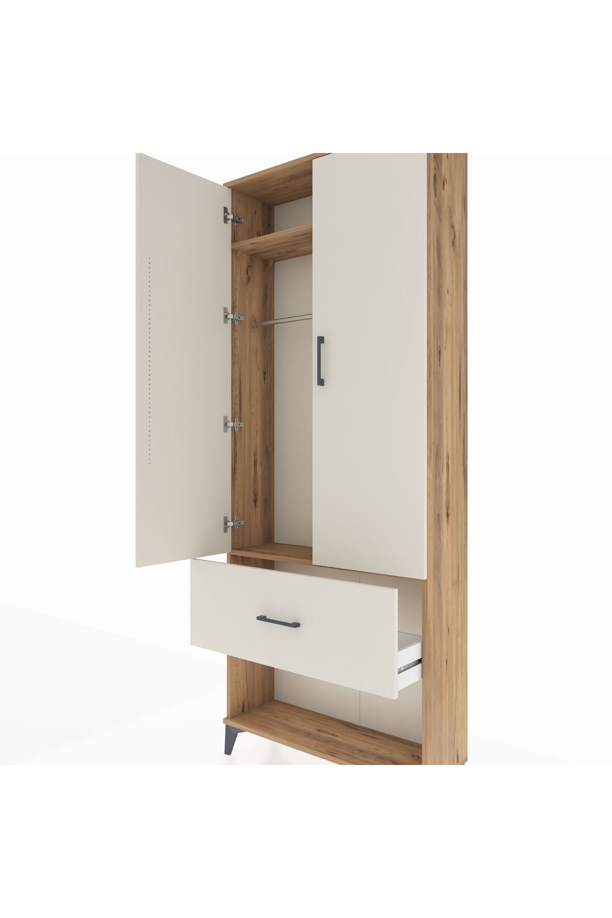 Arges Dolap 2 Raflı Tek Çekmeceli Tek Askılı 88x30x221 - S30M064V7A