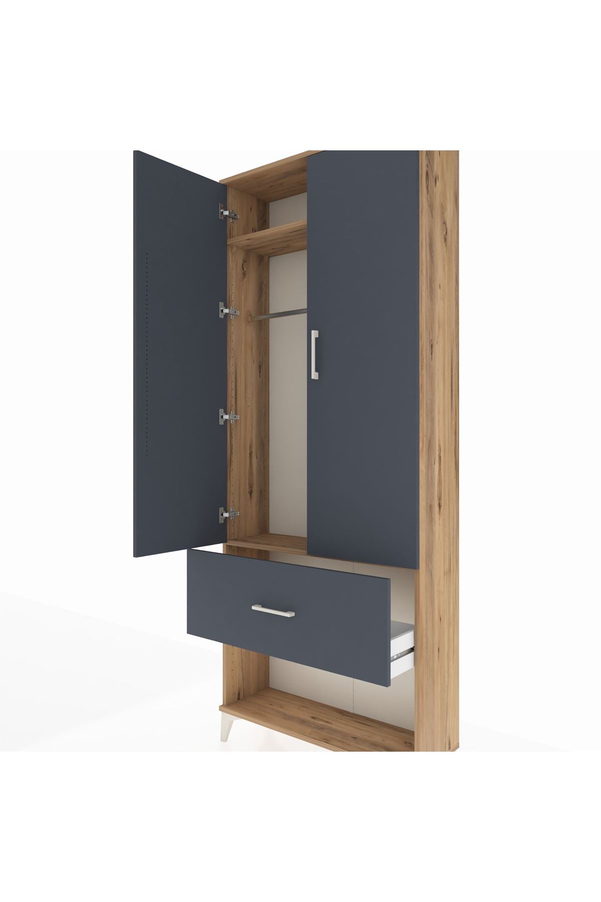 Arges Dolap 2 Raflı Tek Çekmeceli Tek Askılı 88x30x221 - S30M064V8A