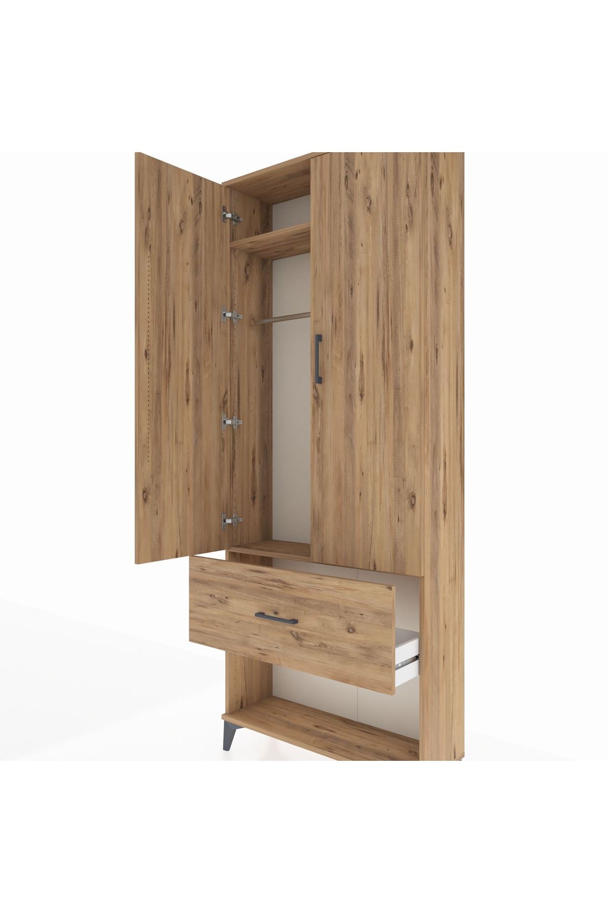 Arges Dolap 2 Raflı Tek Çekmeceli Tek Askılı 88x30x221 - S30M064V9A