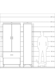 Arges Dolap 3 Raflı Tek Çekmeceli 2 Kapaklı 88x30x221 - S30M065V2A