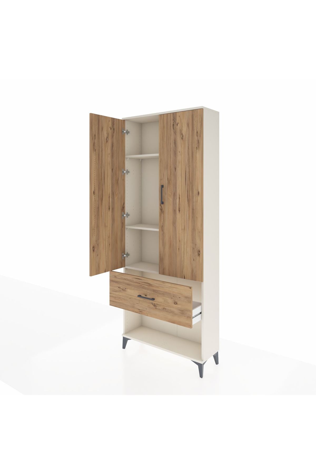 Arges Dolap 3 Raflı Tek Çekmeceli 2 Kapaklı 88x30x221 - S30M065V3A