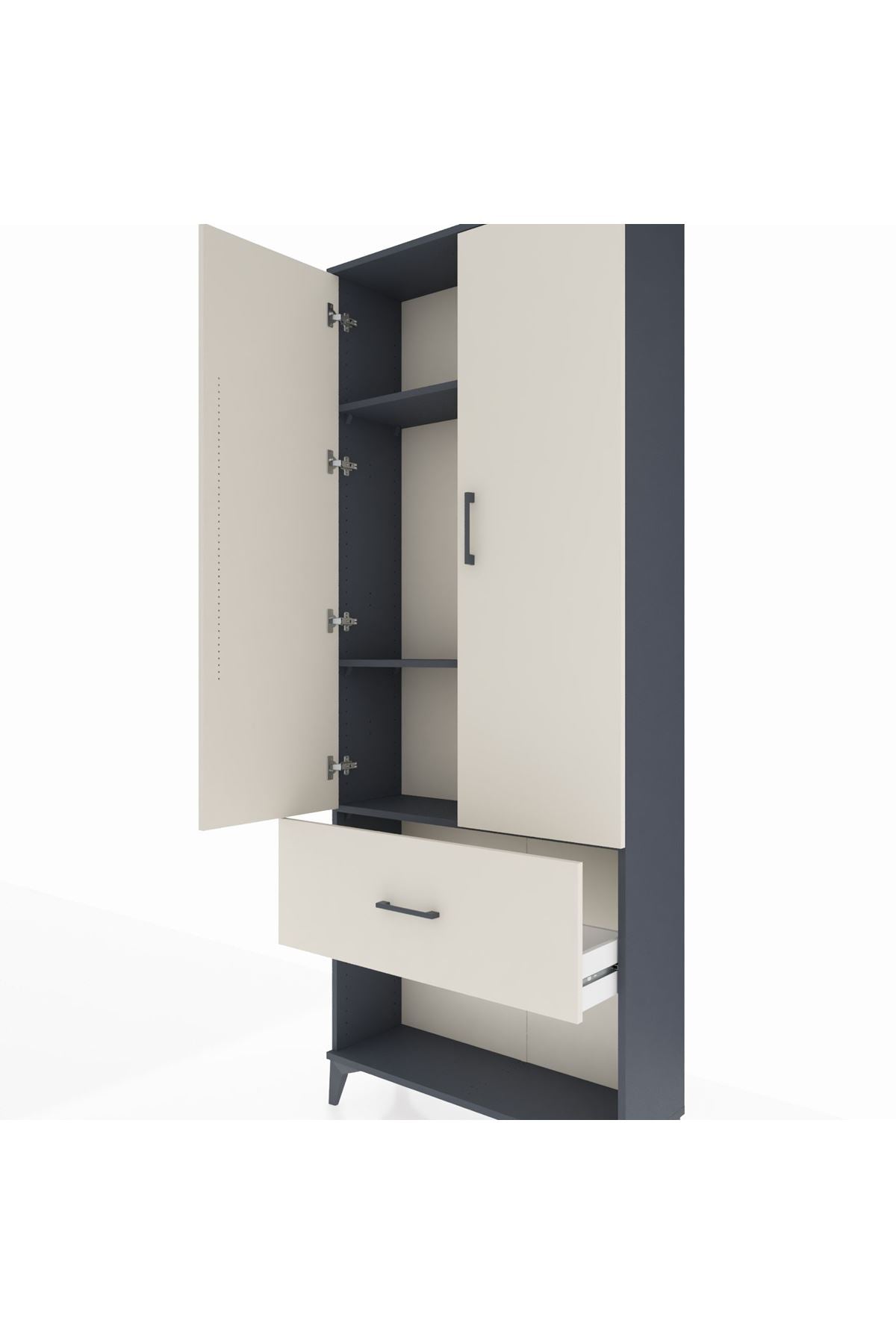 Arges Dolap 3 Raflı Tek Çekmeceli 2 Kapaklı 88x30x221 - S30M065V4A