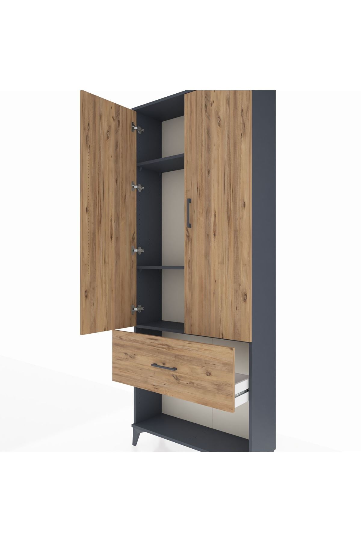 Arges Dolap 3 Raflı Tek Çekmeceli 2 Kapaklı 88x30x221 - S30M065V6A