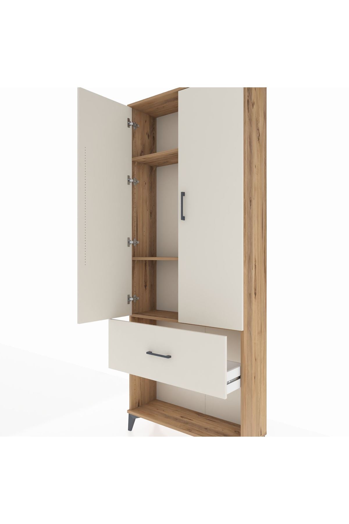 Arges Dolap 3 Raflı Tek Çekmeceli 2 Kapaklı 88x30x221 - S30M065V7A