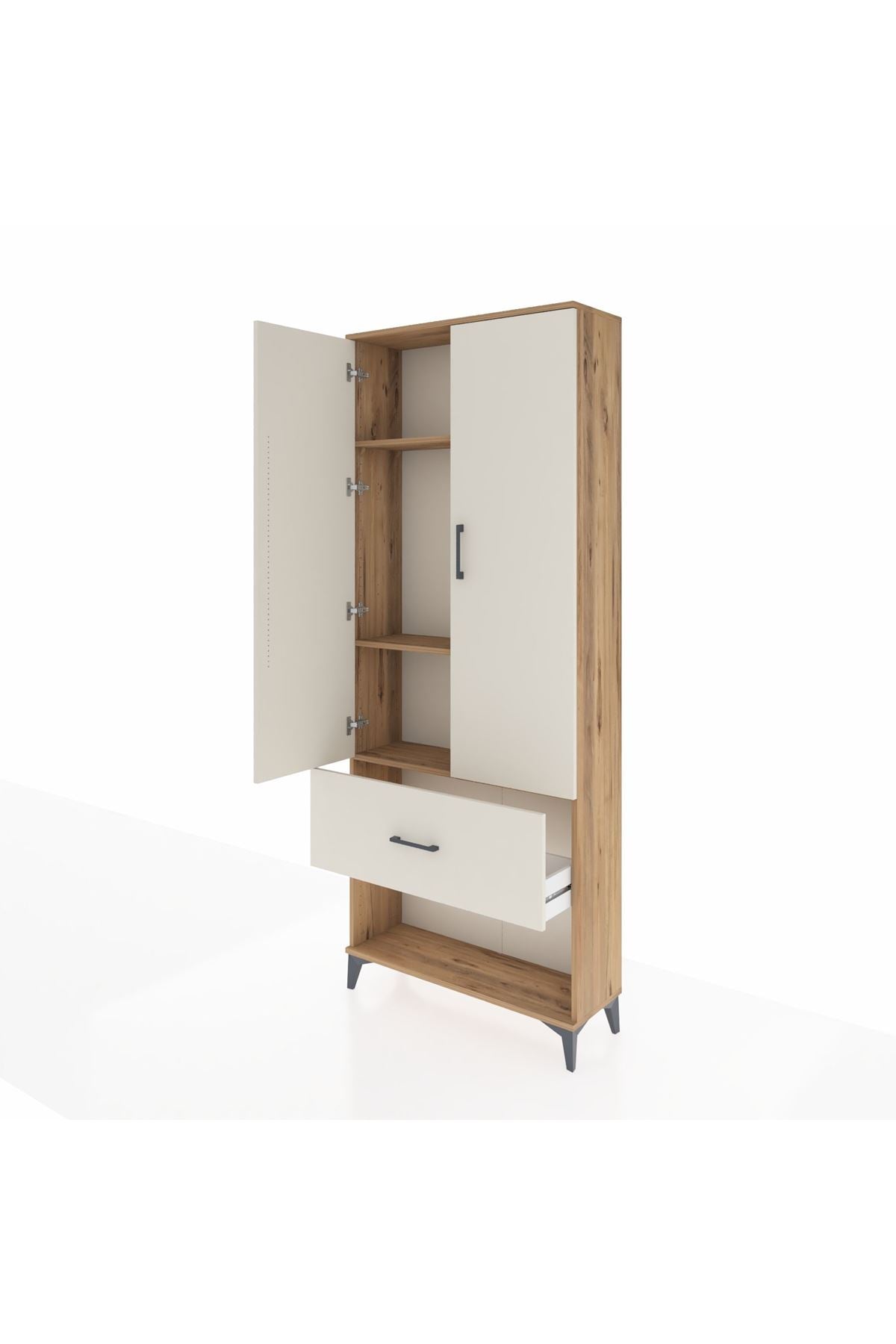 Arges Dolap 3 Raflı Tek Çekmeceli 2 Kapaklı 88x30x221 - S30M065V7A