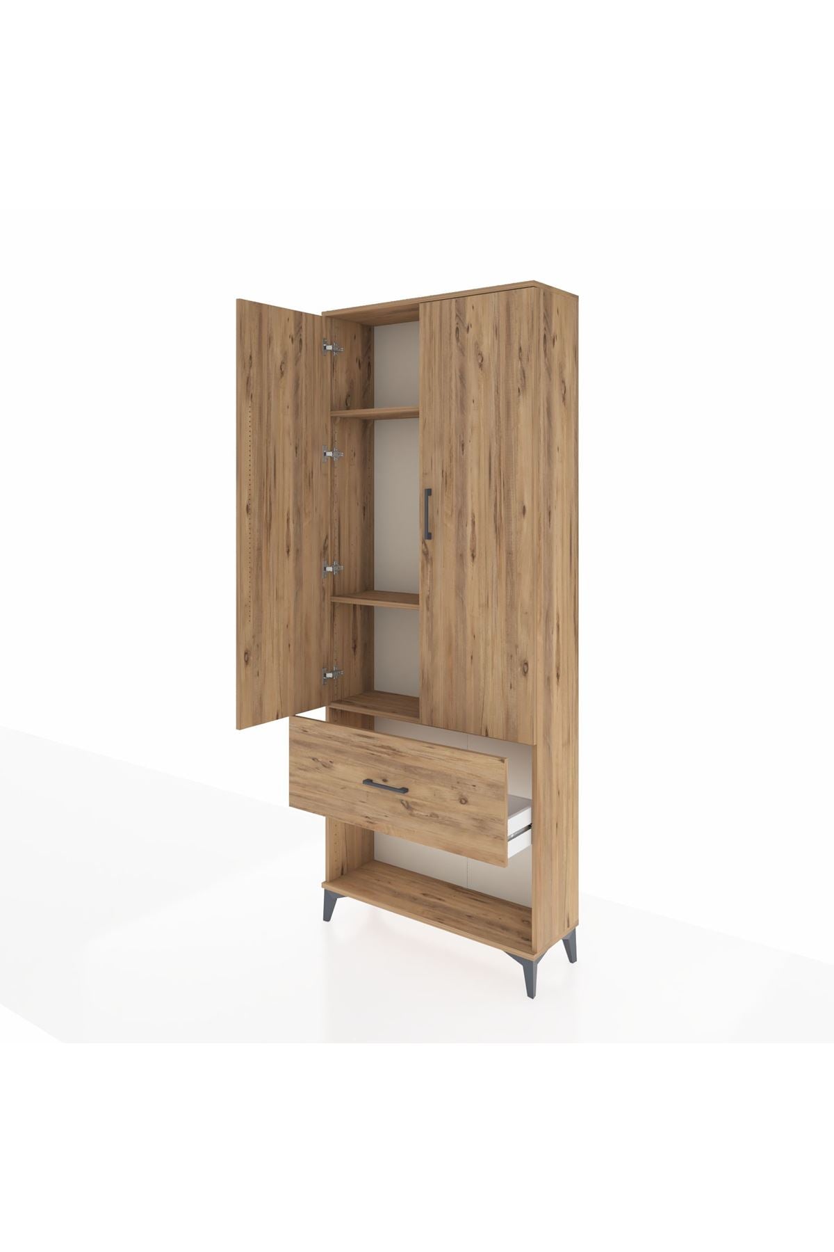Arges Dolap 3 Raflı Tek Çekmeceli 2 Kapaklı 88x30x221 - S30M065V9A
