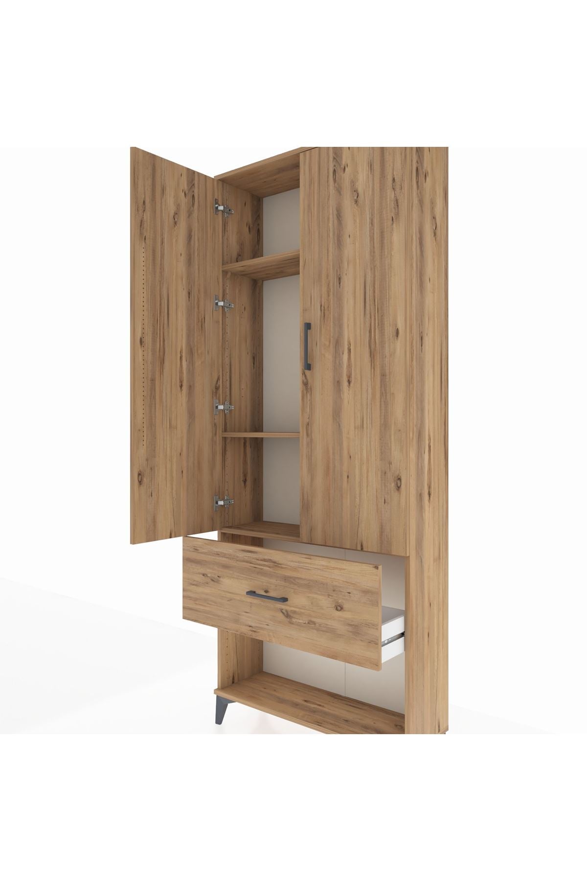 Arges Dolap 3 Raflı Tek Çekmeceli 2 Kapaklı 88x30x221 - S30M065V9A