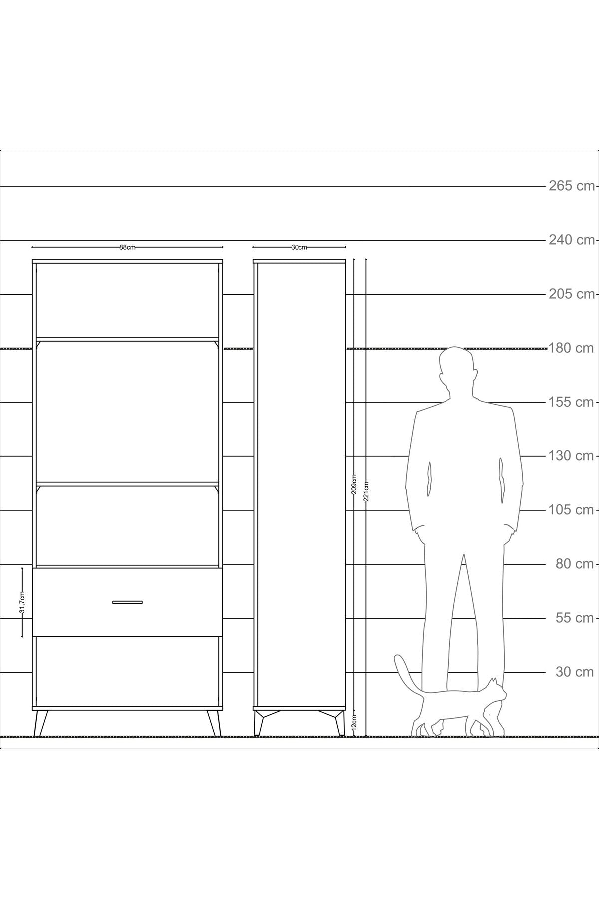Arges Dolap 3 Raflı Tek Çekmeceli 88x30x221 - S30M066V8A