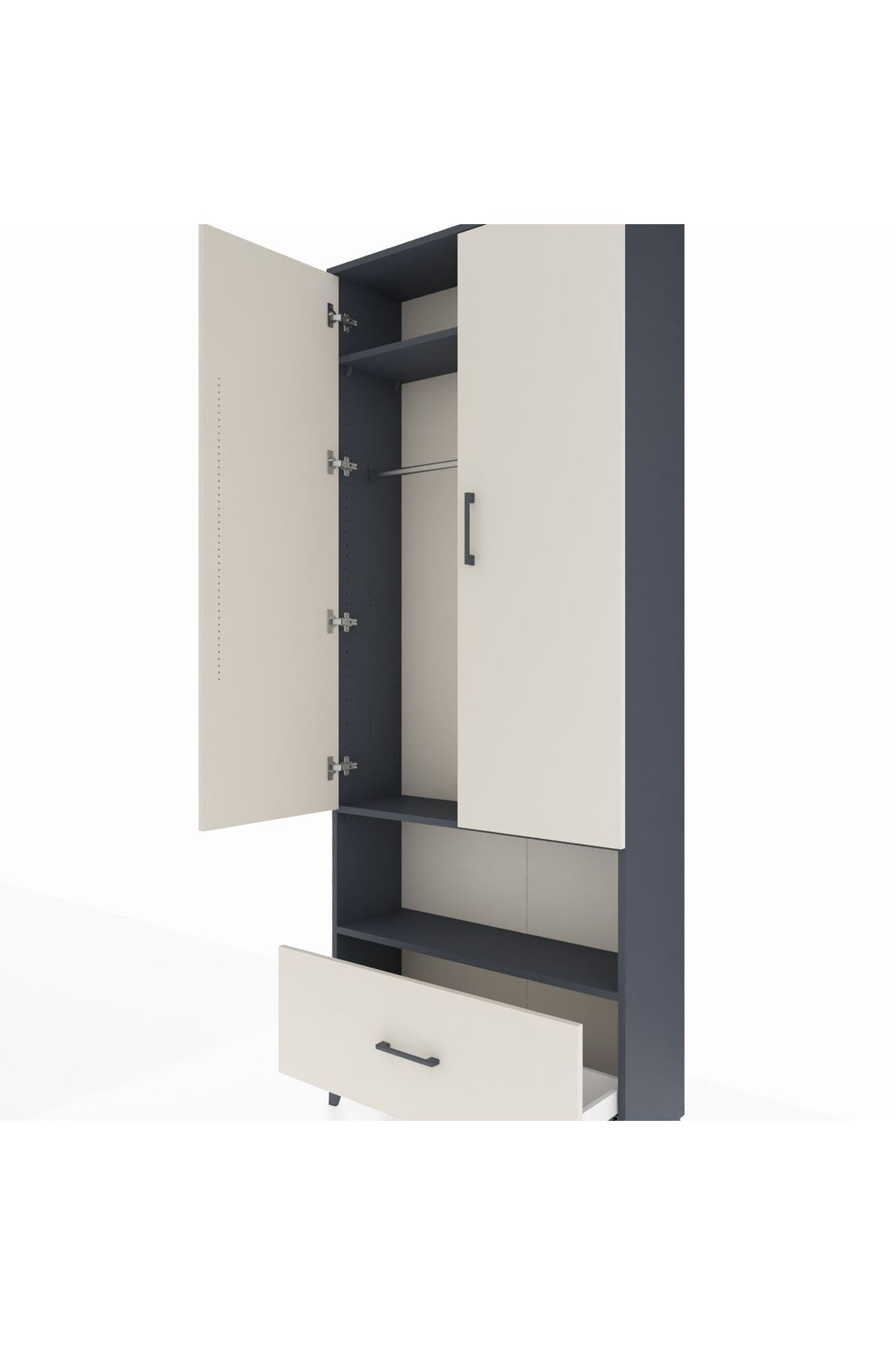 Arges Dolap 3 Raflı Tek Çekmeceli Tek Askılı 88x30x221 - S30M067V4A