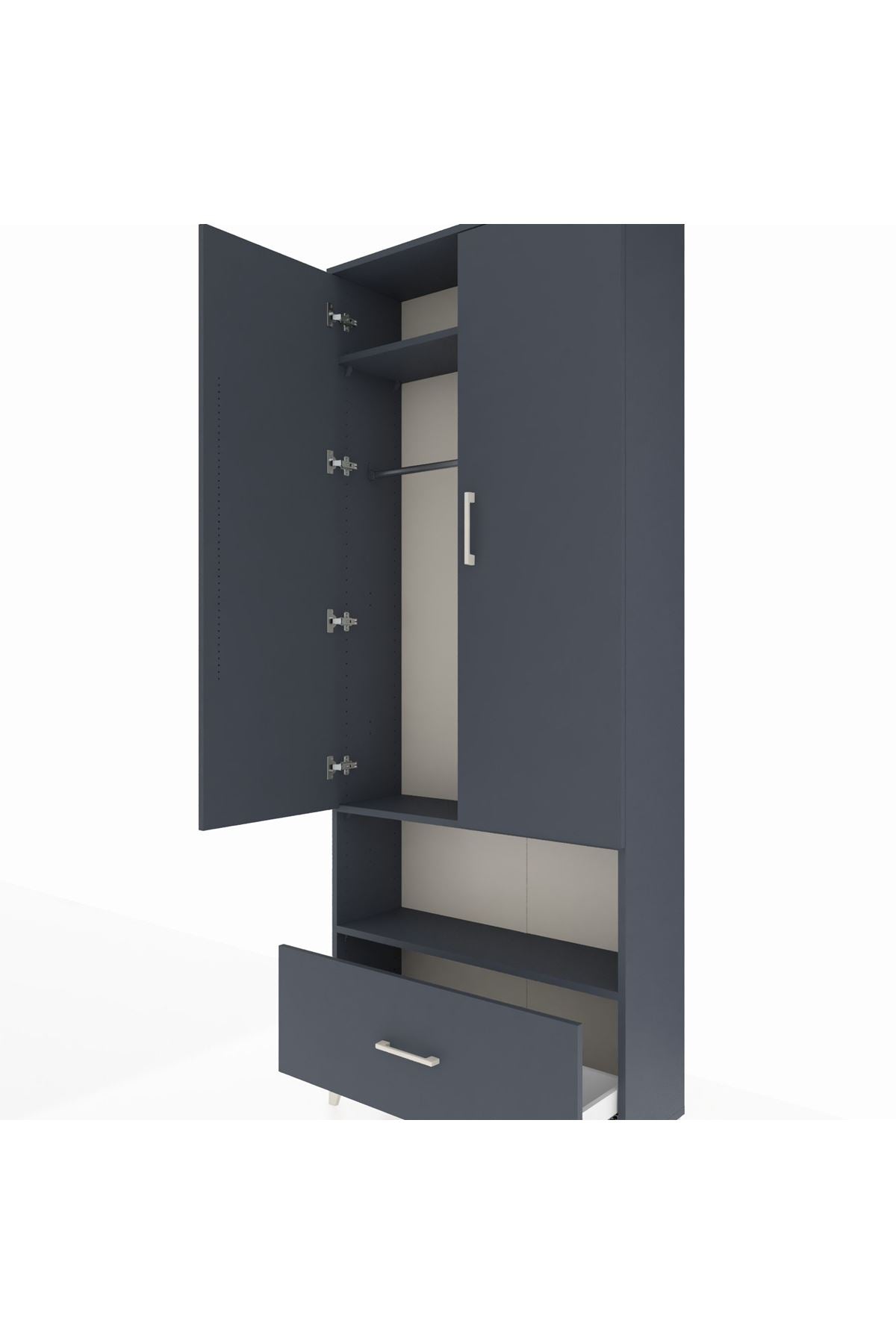 Arges Dolap 3 Raflı Tek Çekmeceli Tek Askılı 88x30x221 - S30M067V5A