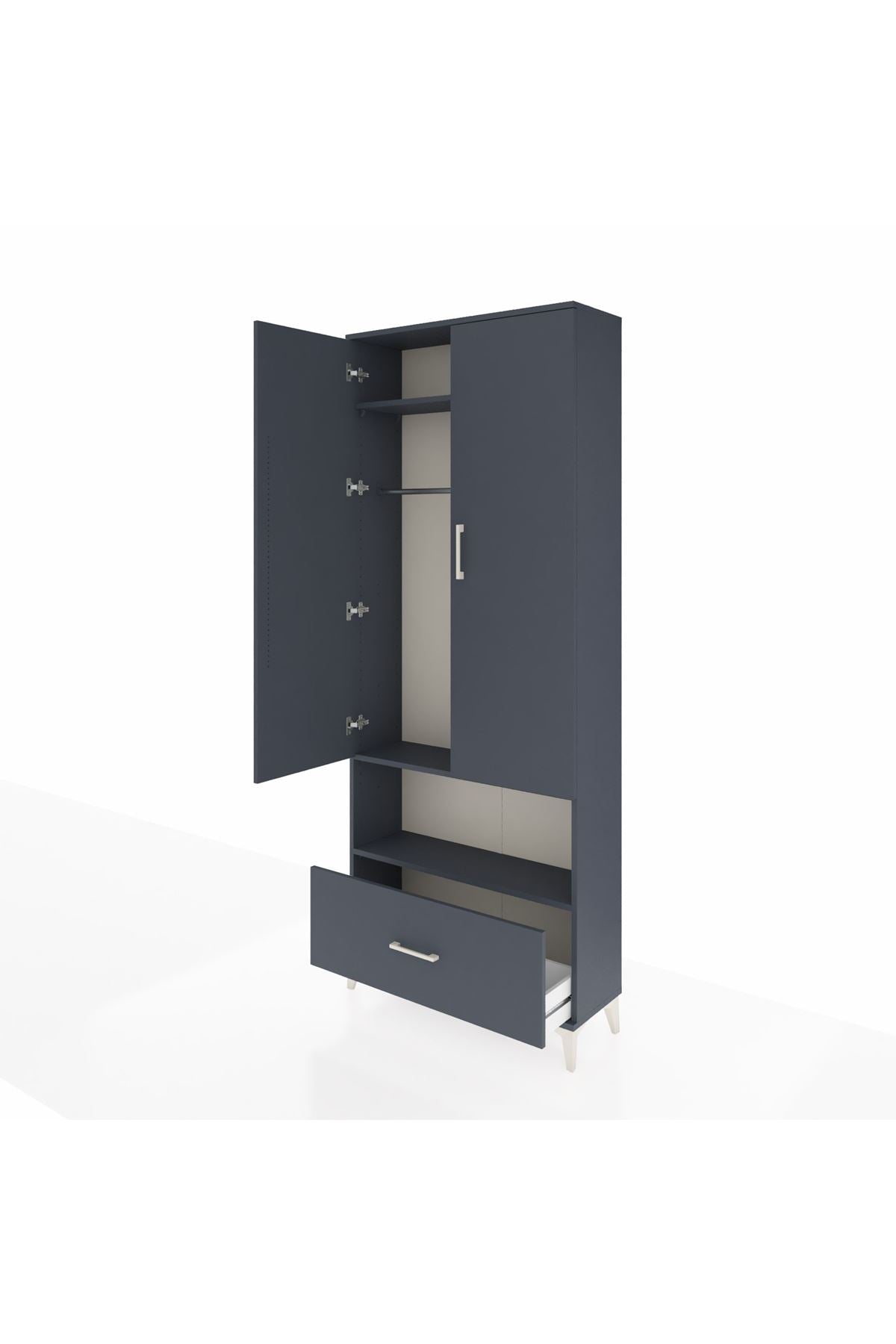 Arges Dolap 3 Raflı Tek Çekmeceli Tek Askılı 88x30x221 - S30M067V5A