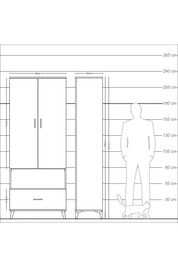 Arges Dolap 3 Raflı Tek Çekmeceli Tek Askılı 88x30x221 - S30M067V5A
