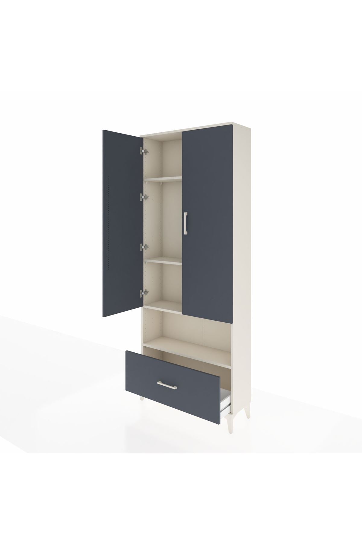 Arges Dolap 4 Raflı Tek Çekmeceli 2 Kapaklı 88x30x221 - S30M068V2A