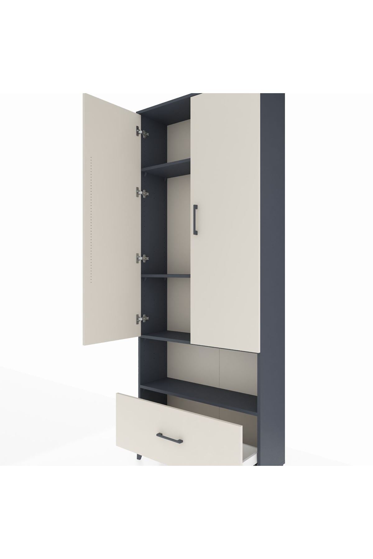 Arges Dolap 4 Raflı Tek Çekmeceli 2 Kapaklı 88x30x221 - S30M068V4A