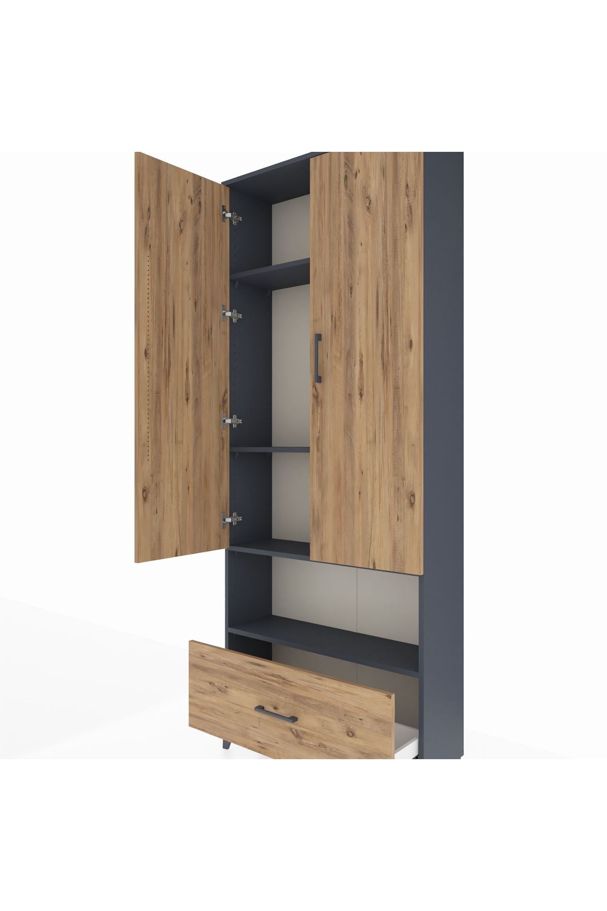Arges Dolap 4 Raflı Tek Çekmeceli 2 Kapaklı 88x30x221 - S30M068V6A