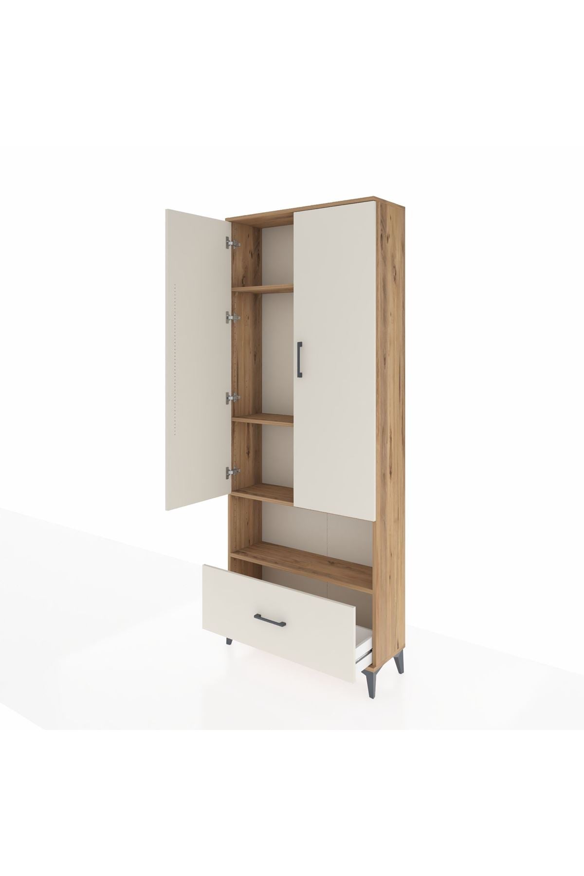 Arges Dolap 4 Raflı Tek Çekmeceli 2 Kapaklı 88x30x221 - S30M068V7A