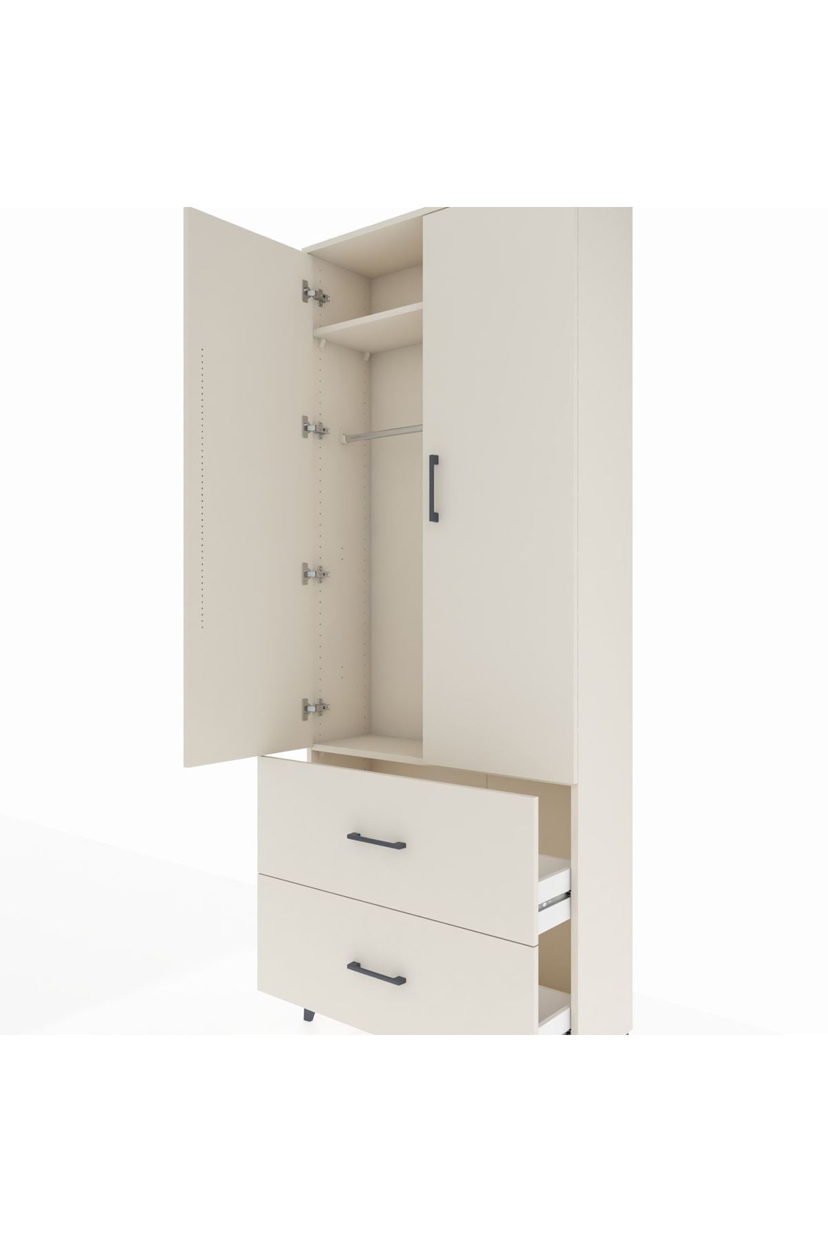 Arges Dolap 2 Raflı 2 Çekmeceli Tek Askılı 88x30x221 - S30M070V1A