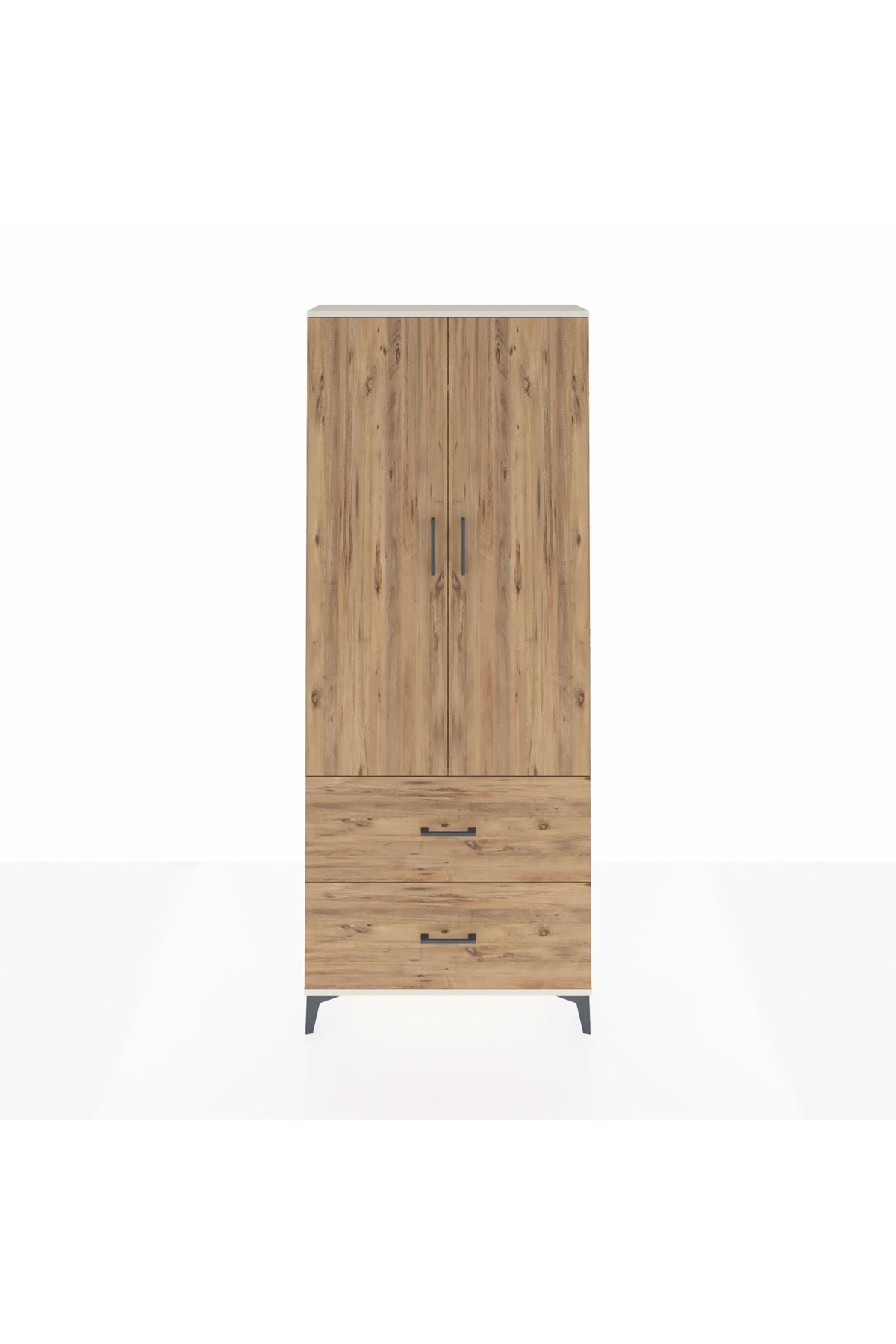 Arges Dolap 2 Raflı 2 Çekmeceli Tek Askılı 88x30x221 - S30M070V3A