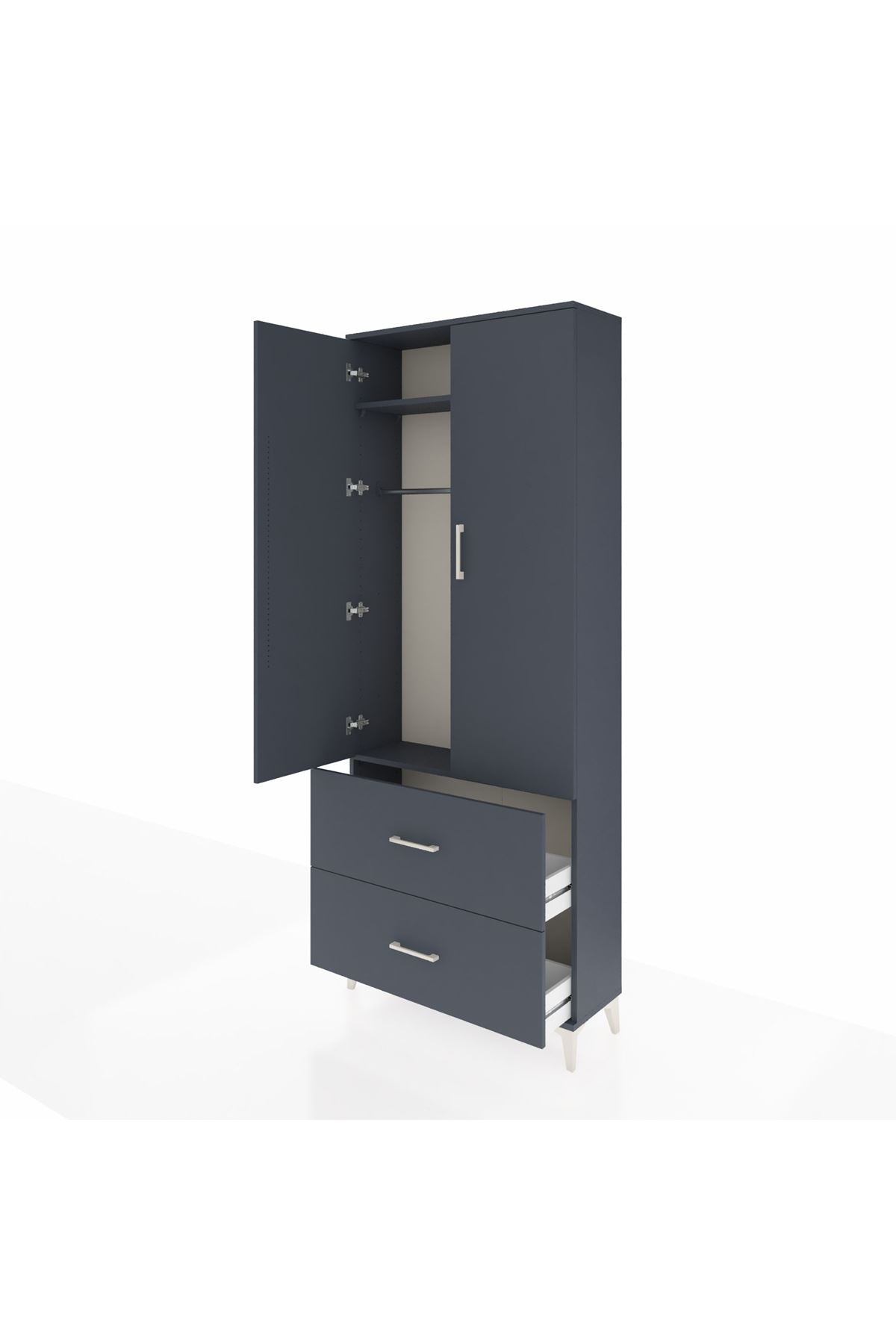 Arges Dolap 2 Raflı 2 Çekmeceli Tek Askılı 88x30x221 - S30M070V5A