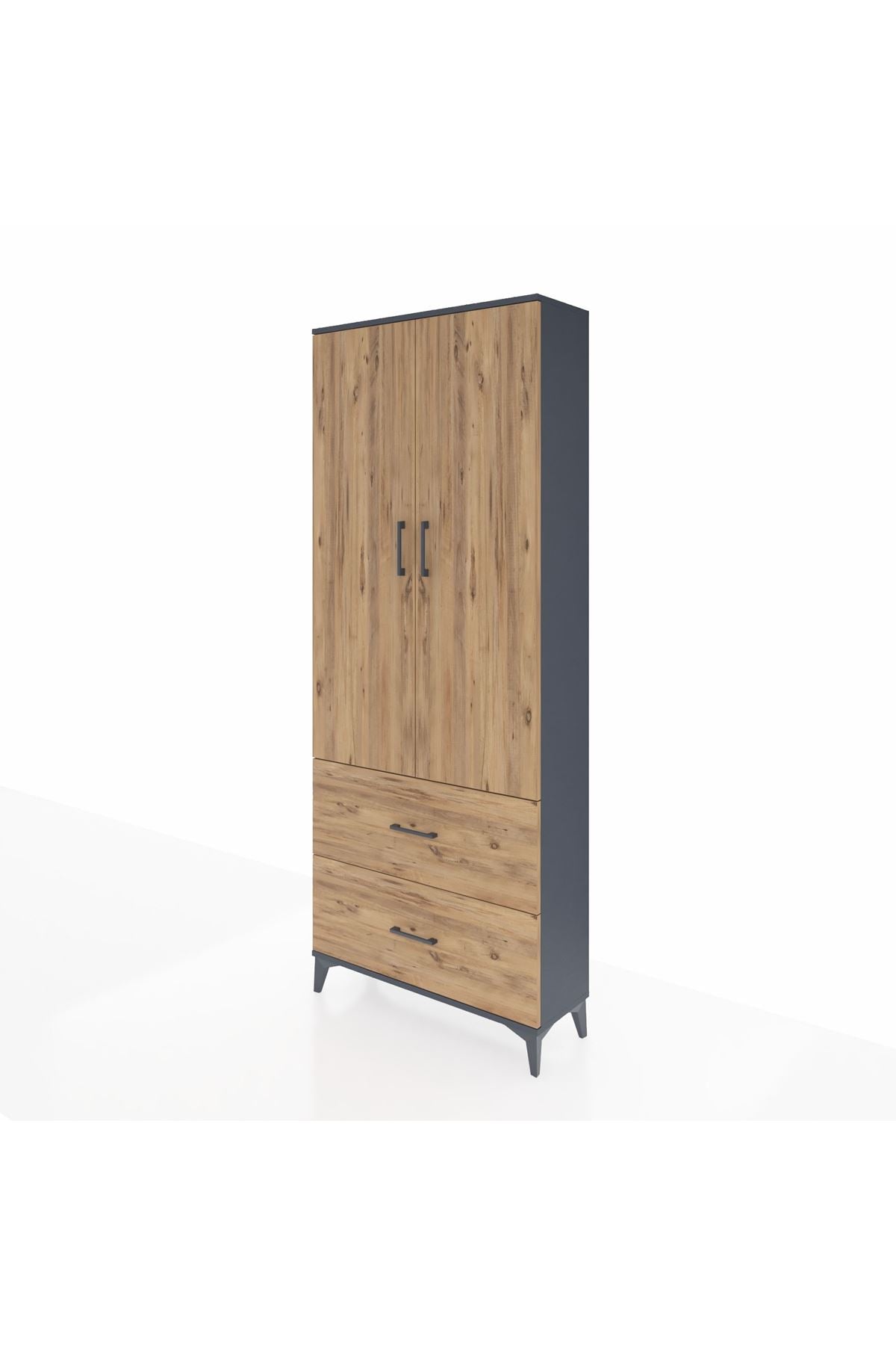 Arges Dolap 2 Raflı 2 Çekmeceli Tek Askılı 88x30x221 - S30M070V6A