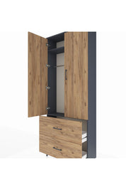 Arges Dolap 2 Raflı 2 Çekmeceli Tek Askılı 88x30x221 - S30M070V6A