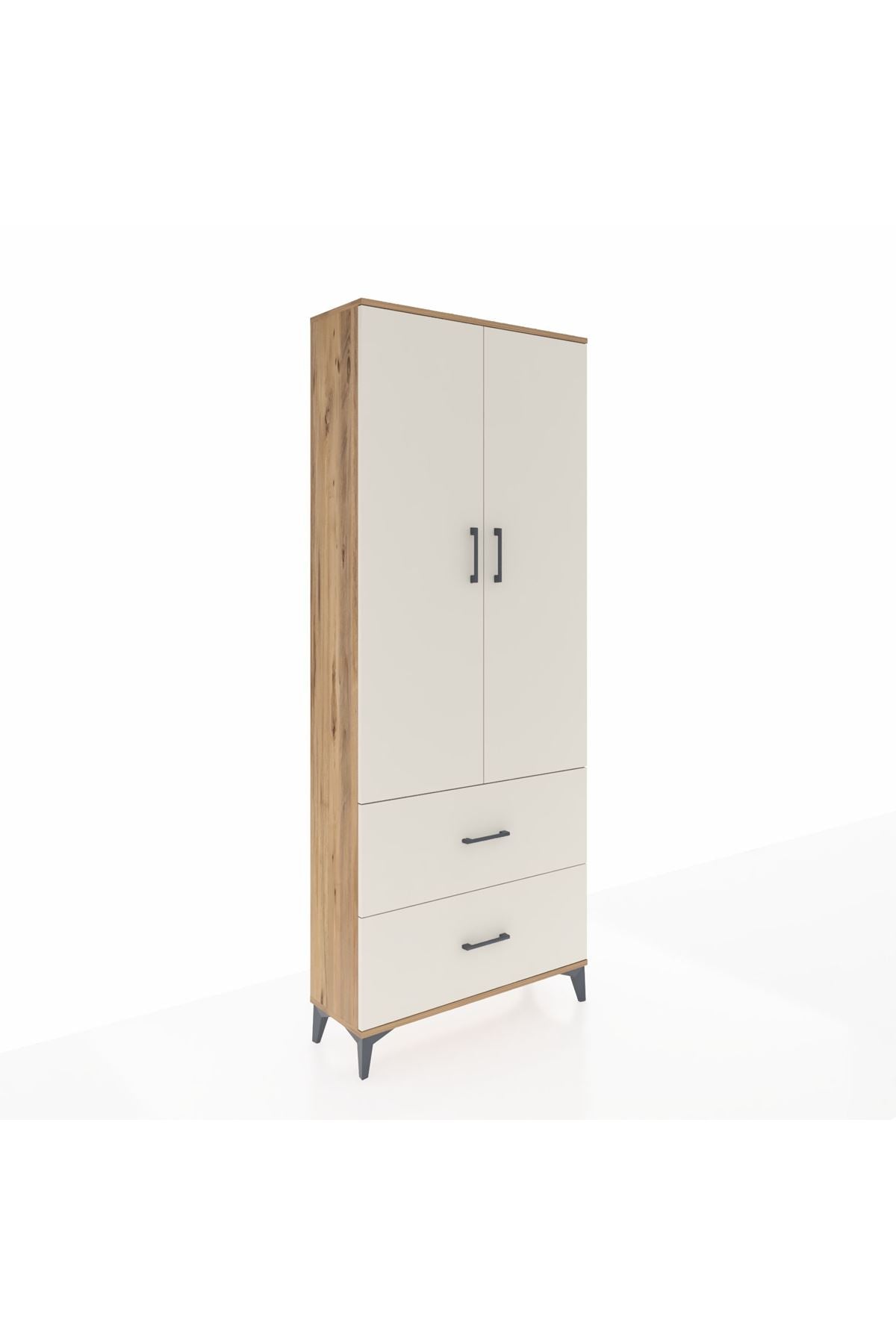 Arges Dolap 2 Raflı 2 Çekmeceli Tek Askılı 88x30x221 - S30M070V7A
