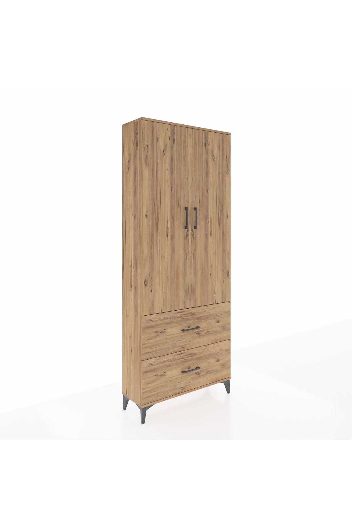 Arges Dolap 2 Raflı 2 Çekmeceli Tek Askılı 88x30x221 - S30M070V9A