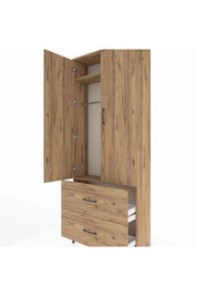 Arges Dolap 2 Raflı 2 Çekmeceli Tek Askılı 88x30x221 - S30M070V9A