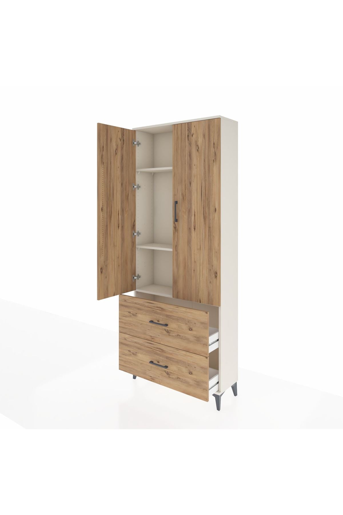 Arges Dolap 3 Raflı 2 Çekmeceli 2 Kapaklı 88x30x221 - S30M071V3A