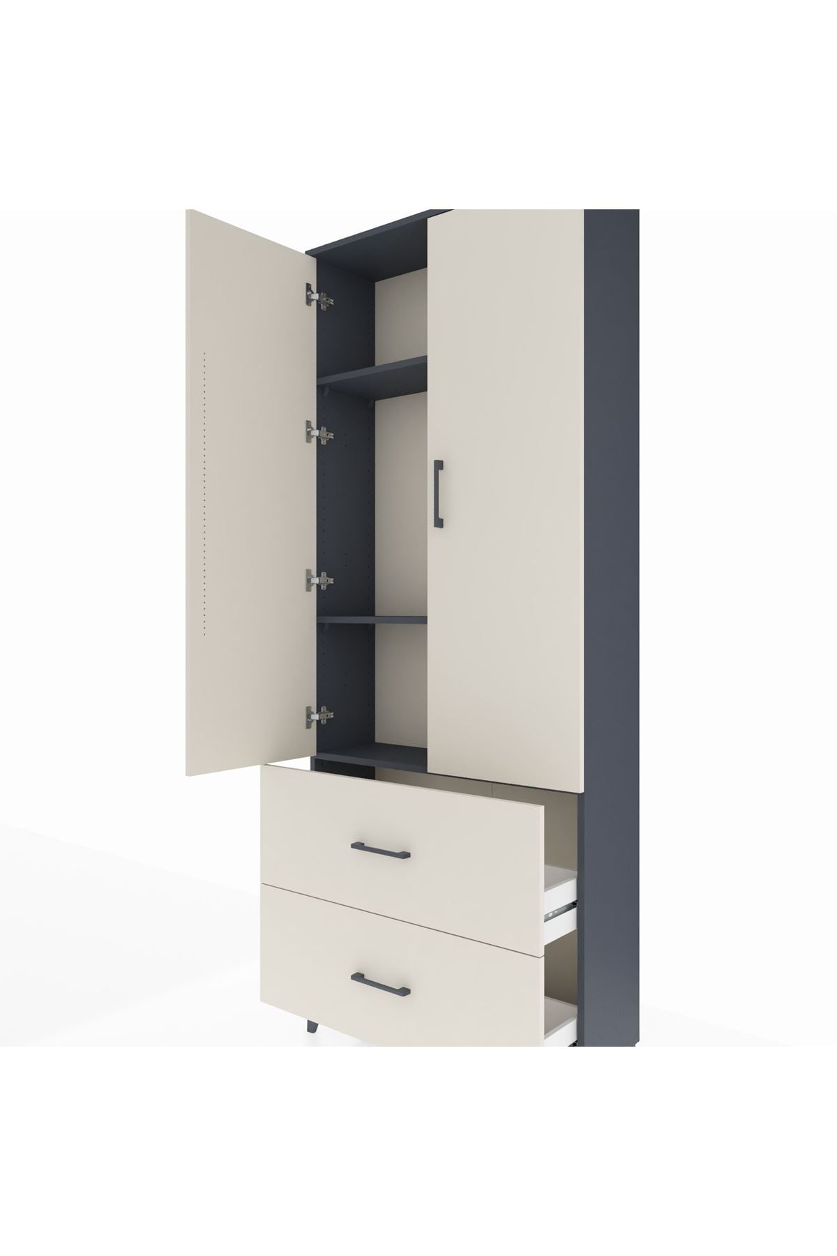 Arges Dolap 3 Raflı 2 Çekmeceli 2 Kapaklı 88x30x221 - S30M071V4A