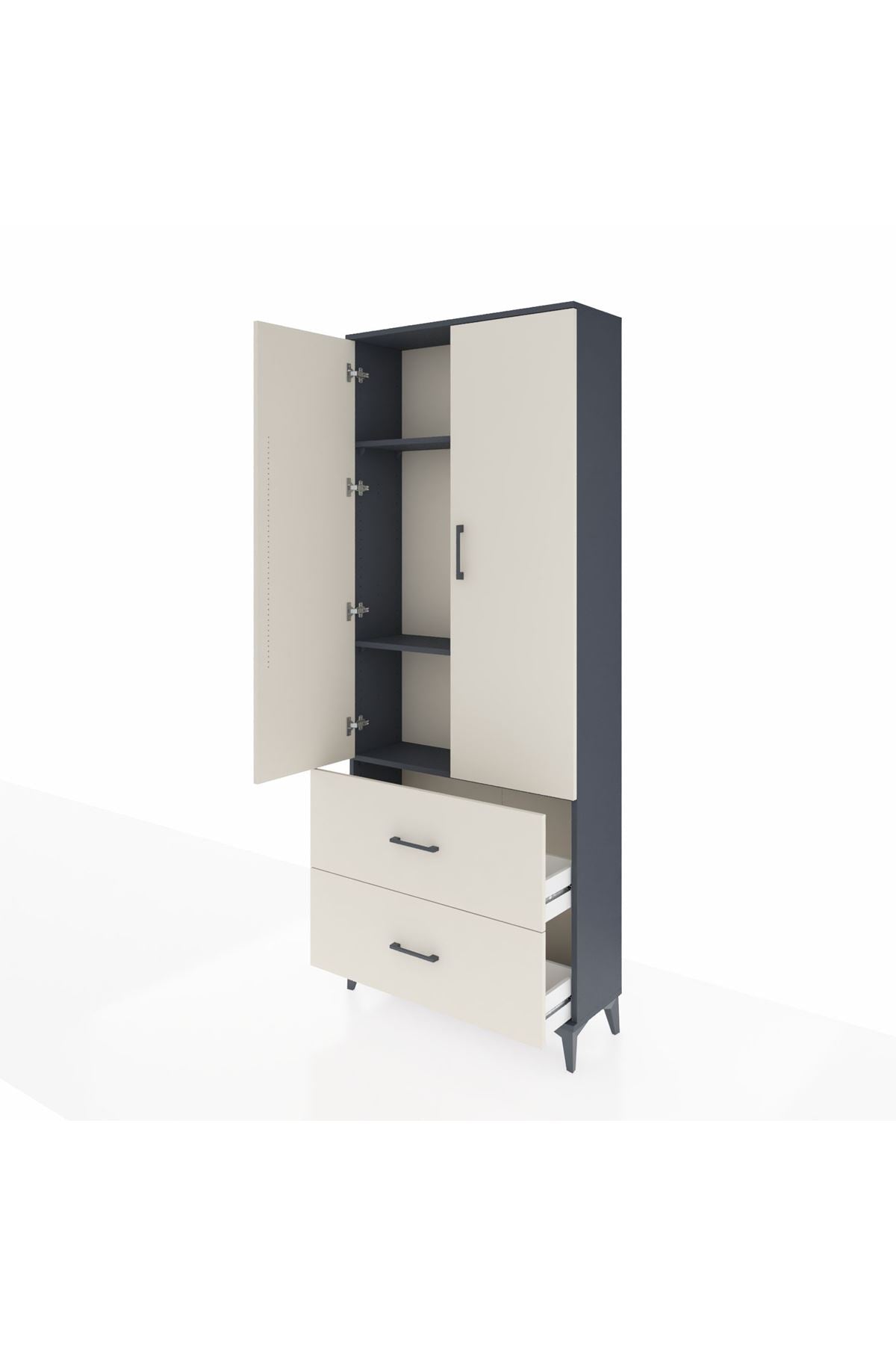 Arges Dolap 3 Raflı 2 Çekmeceli 2 Kapaklı 88x30x221 - S30M071V4A