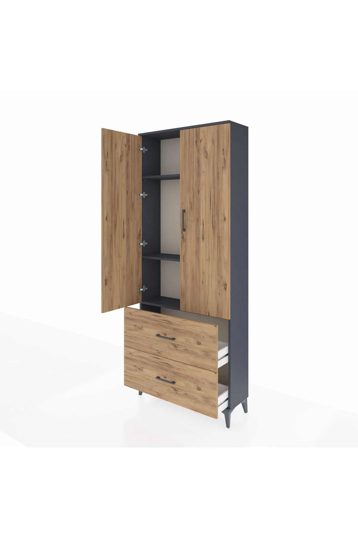 Arges Dolap 3 Raflı 2 Çekmeceli 2 Kapaklı 88x30x221 - S30M071V6A