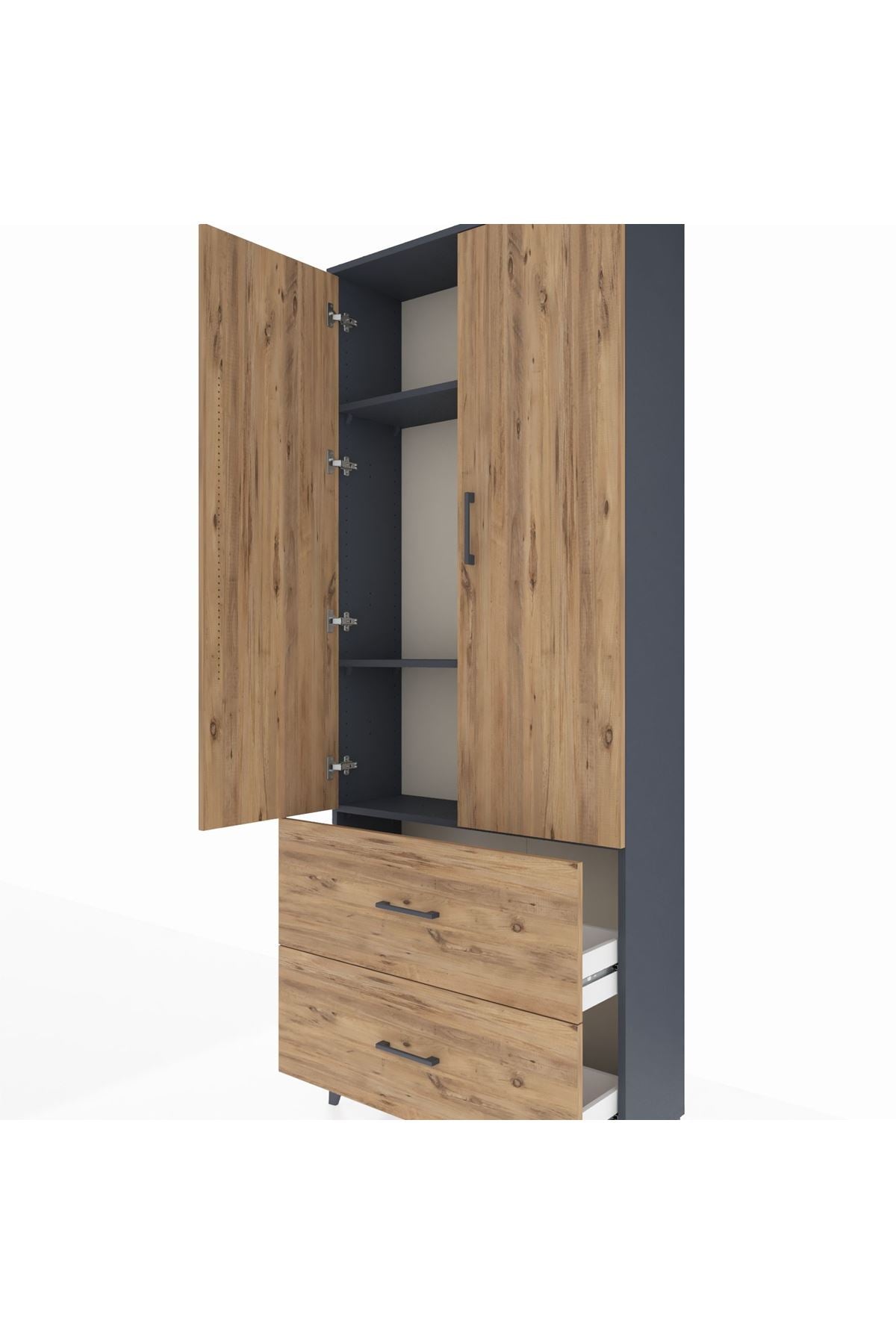 Arges Dolap 3 Raflı 2 Çekmeceli 2 Kapaklı 88x30x221 - S30M071V6A