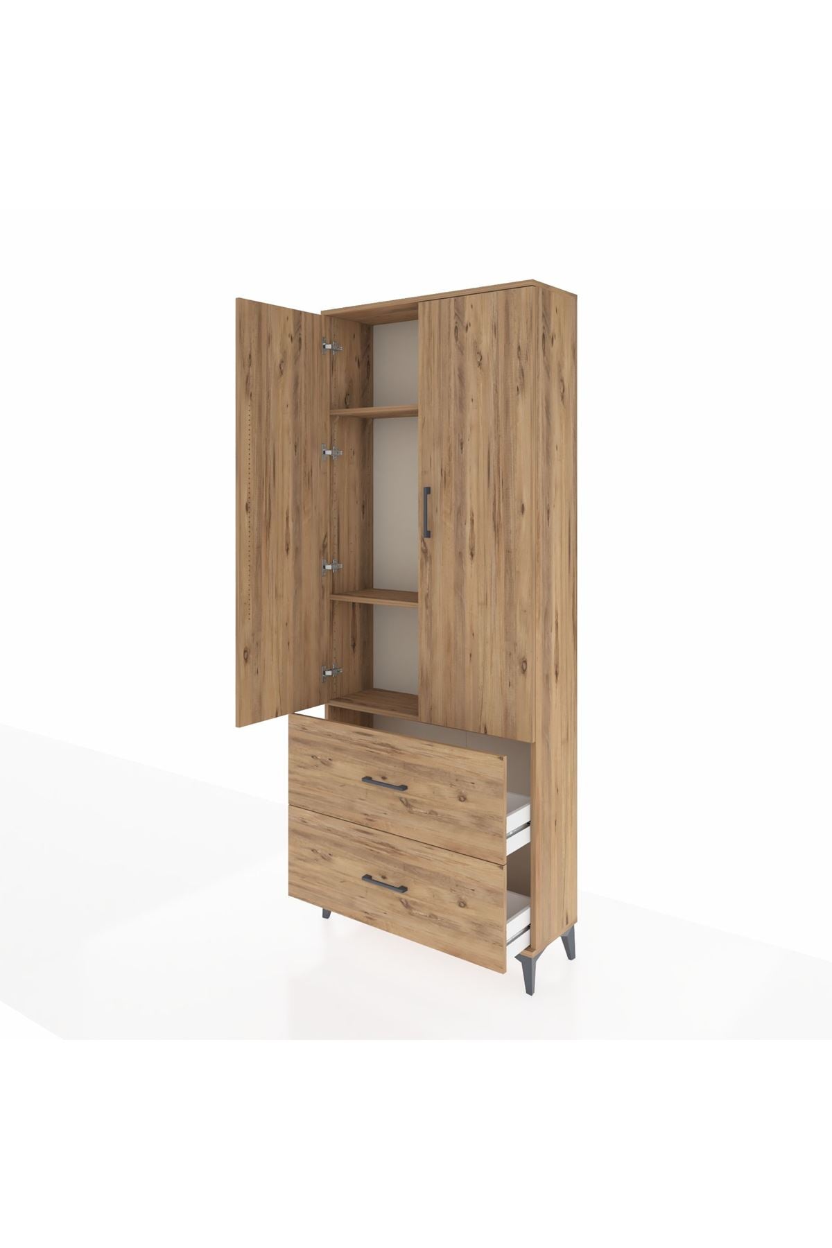 Arges Dolap 3 Raflı 2 Çekmeceli 2 Kapaklı 88x30x221 - S30M071V9A