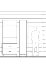 Arges Dolap 3 Raflı 2 Çekmeceli 88x30x221 - S30M072V3A